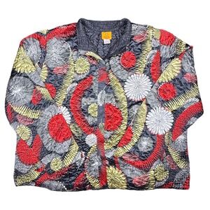 Ruby Rd Women Quilted Jacket 3X Abstract Circle Print Lightweight‎ Zip